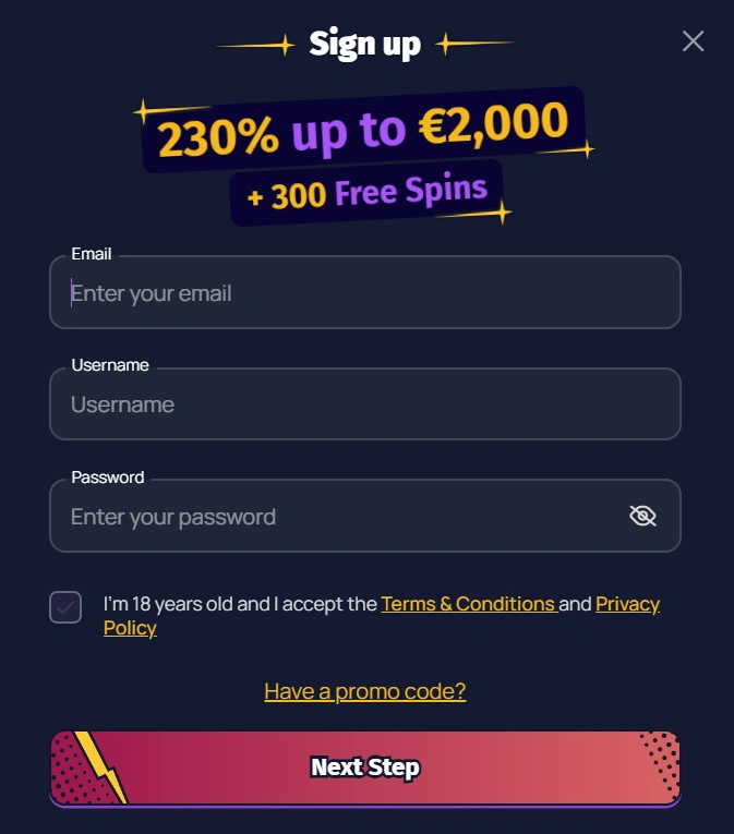 Spinlander Casino Registration 1